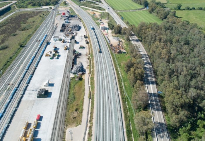 Imagen cenital de las obras que se están desarrollando por Adif Adif avanza en las obras de renovación de la línea de ancho convencional Bobadilla-Algeciras