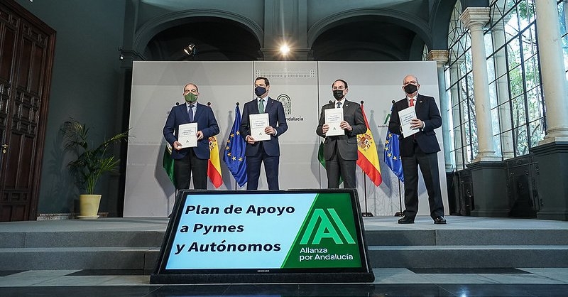 Mercados21 | CEA, Cámaras de Andalucía y ATA firman con la Junta el Plan de Apoyo a pymes y autónomos dotado con más  de 666 millones de euros