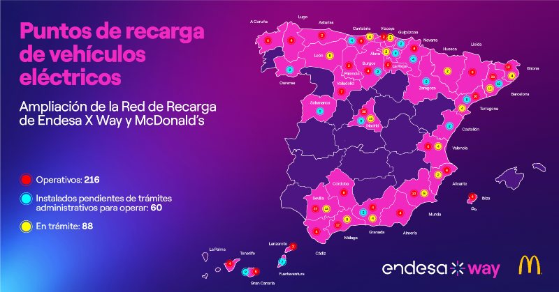 Mercados21 | Endesa X Way avanza en su plan de recargas y ya tiene operativos 22 puntos en 8 restaurantes McDonald's en Sevilla